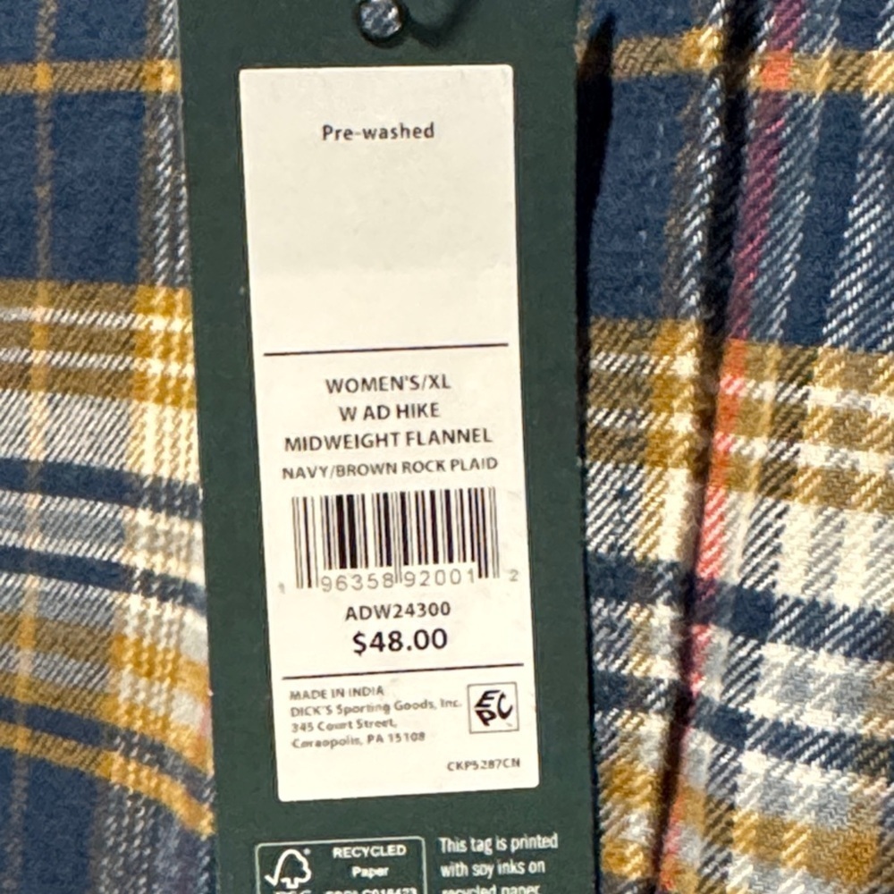 Alpine Design Womens Flannel XL Navy Brown Plaid - Picture 6 of 7